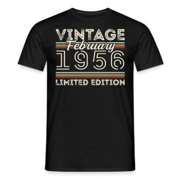 Février 1956 Cadeau d’anniversaire - Février 1956 - T-shirt homme - noir - Devant - AI Model Male 178 light (178cm)