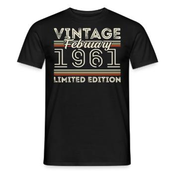 Février 1961 Cadeau d’anniversaire - Février 1961 - T-shirt homme - noir - Devant - AI Model Male 178 light (178cm)