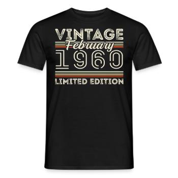 Cadeau d’anniversaire de février 1960 - Février 1960 - T-shirt homme - noir - Devant - AI Model Male 178 light (178cm)