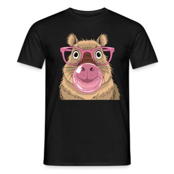 Niedliches Capybara mit Kaugummi für einen - Männer T-Shirt - Schwarz - Vorne - AI Model Male 178 light (178cm)