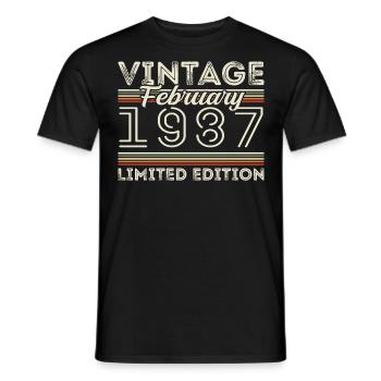 February 1987 Anniversary Gift - February 1987 - Men's T-Shirt - black - Front - AI Model Male 178 light (178cm)