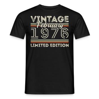 Février 1976 Cadeau d’anniversaire - Février 1976 - T-shirt homme - noir - Devant - AI Model Male 178 light (178cm)