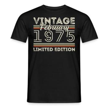 February 1975 Anniversary Gift - February 1975 - Men's T-Shirt - black - Front - AI Model Male 178 light (178cm)