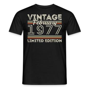 Février 1977 Cadeau d’anniversaire - Février 1977 - T-shirt homme - noir - Devant - AI Model Male 178 light (178cm)