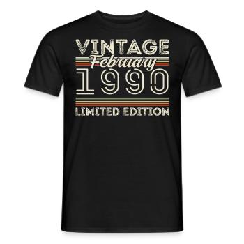 Cadeau d’anniversaire de février 1990 - Février 1990 - T-shirt homme - noir - Devant - AI Model Male 178 light (178cm)