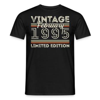 Février 1995 Cadeau d’anniversaire - Février 1995 - T-shirt homme - noir - Devant - AI Model Male 178 light (178cm)