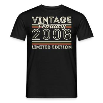 February 2006 Anniversary Gift - February 2006 - Men's T-Shirt - black - Front - AI Model Male 178 light (178cm)