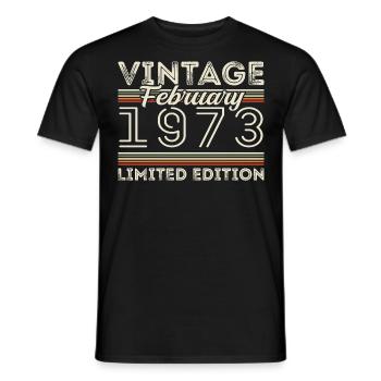 February 1973 Anniversary Gift - February 1973 - Men's T-Shirt - black - Front - AI Model Male 178 light (178cm)