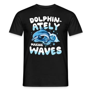 Dolphin-ately Making Waves - Männer T-Shirt - Schwarz - Vorne - AI Model Male 178 light (178cm)