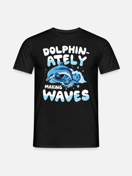 Dolphin-ately Making Waves - Männer T-Shirt - Schwarz