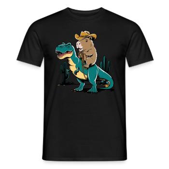 Niedliches Capybara auf Dinosaurier für einen - Männer T-Shirt - Schwarz - Vorne - AI Model Male 178 light (178cm)