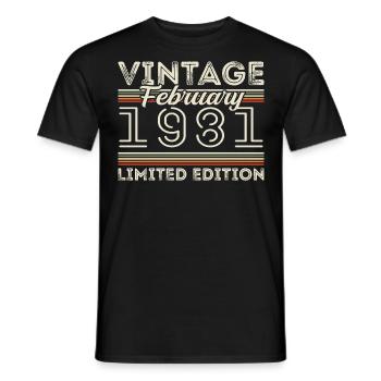 February 1981 Anniversary Gift - February 1981 - Men's T-Shirt - black - Front - AI Model Male 178 light (178cm)