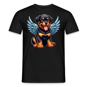 Mignon Rottweiler Angel Chibi Dessin animé - T-shirt homme - noir - Devant - AI Model Male 178 light (178cm)