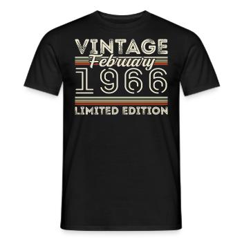 Février 1966 Cadeau d’anniversaire - Février 1966 - T-shirt homme - noir - Devant - AI Model Male 178 light (178cm)