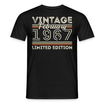 Cadeau d’anniversaire de février 1967 - Février 1967 - T-shirt homme - noir - Devant - AI Model Male 178 light (178cm)