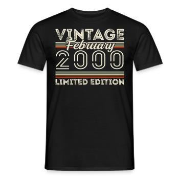 February 2000 Anniversary Gift - February 2000 - Men's T-Shirt - black - Front - AI Model Male 178 light (178cm)