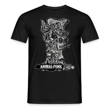 Mr. Cat SteamPunk TierPunk - Männer T-Shirt - Schwarz - Vorne - AI Model Male 178 light (178cm)