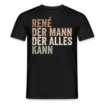 René L’homme qui sait tout Prénom René - T-shirt homme - noir - Devant - AI Model Male 178 light (178cm)
