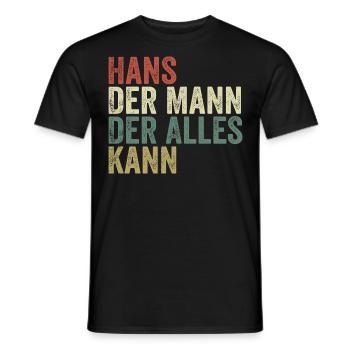 Hans, l’homme qui sait tout Prénom Hans - T-shirt homme - noir - Devant - AI Model Male 178 light (178cm)