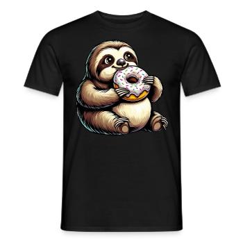 Niedliches Faultier Donut Cartoon Tier - Männer T-Shirt - Schwarz - Vorne - AI Model Male 178 light (178cm)