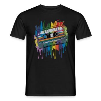 80s Retro Cassette Splash Classic Cassette Tape - Männer T-Shirt - Schwarz - Vorne - AI Model Male 178 light (178cm)