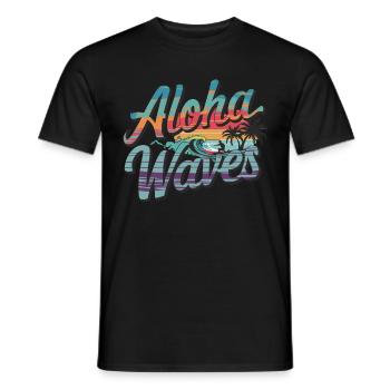 Surfing for surfers in summer by the sea - Men's T-Shirt - black - Front - AI Model Male 178 light (178cm)