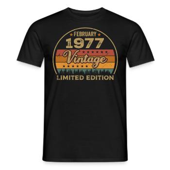 February 1977, Jubilee 1977, Legends February 1977 - Men's T-Shirt - black - Front - AI Model Male 178 light (178cm)