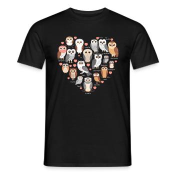 Süße Eule Mit Herz Für Eulenliebhaber - Männer T-Shirt - Schwarz - Vorne - AI Model Male 178 light (178cm)