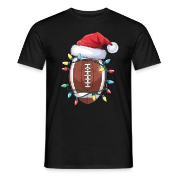 Noël de football américain avec des lumières et des lumières - T-shirt homme - noir - Devant - AI Model Male 178 light (178cm)