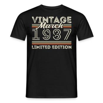 March 1987 Vintage 1987 Birthday Gift March - Men's T-Shirt - black - Front - AI Model Male 178 light (178cm)