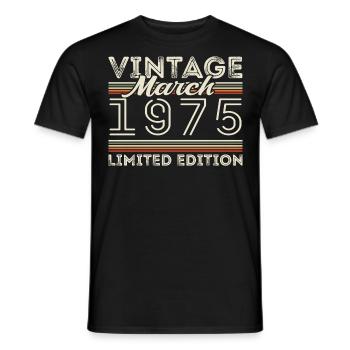 March 1975 Vintage 1975 Birthday Gift March - Men's T-Shirt - black - Front - AI Model Male 178 light (178cm)