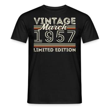 Mars 1957 Millésime 1957 Cadeau d’anniversaire Mars - T-shirt homme - noir - Devant - AI Model Male 178 light (178cm)