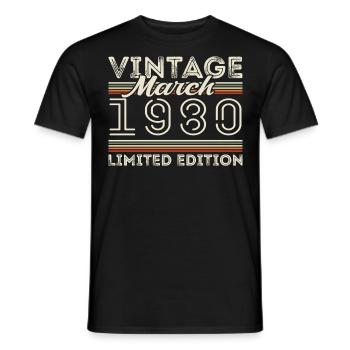 Mars 1980 ' s Vintage 1980 ' s Cadeau d’anniversaire Mars - T-shirt homme - noir - Devant - AI Model Male 178 light (178cm)