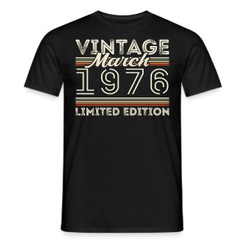 Mars 1976 Millésime 1976 Cadeau d’anniversaire Mars - T-shirt homme - noir - Devant - AI Model Male 178 light (178cm)