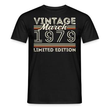 March 1979 Vintage 1979 Birthday Gift March - Men's T-Shirt - black - Front - AI Model Male 178 light (178cm)