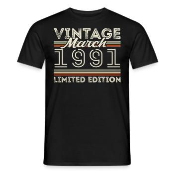 Mars 1981 Millésime 1981 Cadeau d’anniversaire Mars - T-shirt homme - noir - Devant - AI Model Male 178 light (178cm)