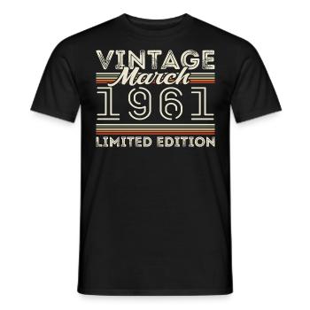 Mars 1961 Vintage 1961 Cadeau d’anniversaire Mars - T-shirt homme - noir - Devant - AI Model Male 178 light (178cm)