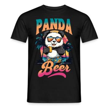 Panda Beer Beer Bear Alcohol Party Summer Funny - Men's T-Shirt - black - Front - AI Model Male 178 light (178cm)