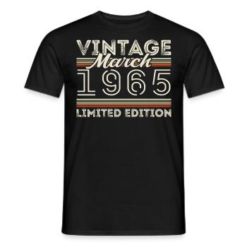 Mars 1965 Vintage 1965 Cadeau d’anniversaire Mars - T-shirt homme - noir - Devant - AI Model Male 178 light (178cm)