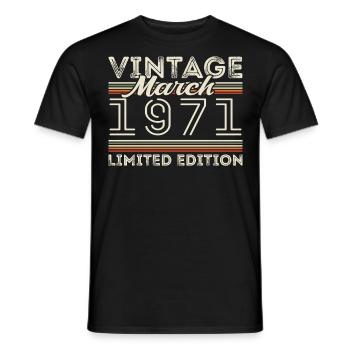 March 1971 Vintage 1971 Birthday Gift March - Men's T-Shirt - black - Front - AI Model Male 178 light (178cm)