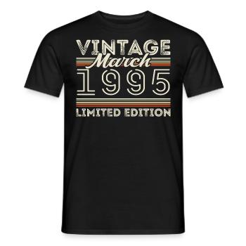 March 1995 Vintage 1995 Birthday Gift March - Men's T-Shirt - black - Front - AI Model Male 178 light (178cm)