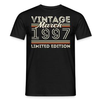 Mars 1997 Millésime 1997 Cadeau d’anniversaire Mars - T-shirt homme - noir - Devant - AI Model Male 178 light (178cm)