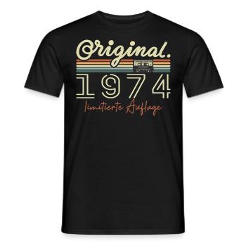 Original 1974 Vintage 1974 Birthday Retro 1974 - Men's T-Shirt - black - Front - AI Model Male 178 light (178cm)