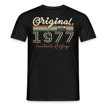Original 1977 Vintage 1977 Birthday Retro 1977 - Men's T-Shirt - black - Front - AI Model Male 178 light (178cm)