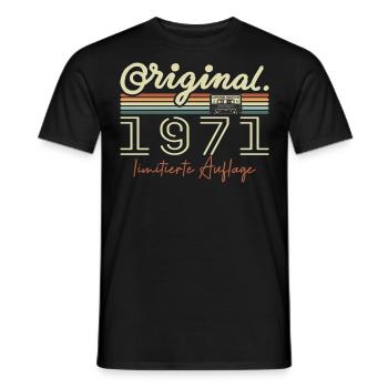 Original 1971 Vintage 1971 Birthday Retro 1971 - Men's T-Shirt - black - Front - AI Model Male 178 light (178cm)