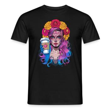 Dia de los Muertos Café avec Belle Femme de - T-shirt homme - noir - Devant - AI Model Male 178 light (178cm)