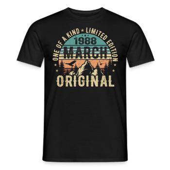 Legendary since March 1988 - birthday March 1988 - Men's T-Shirt - black - Front - AI Model Male 178 light (178cm)
