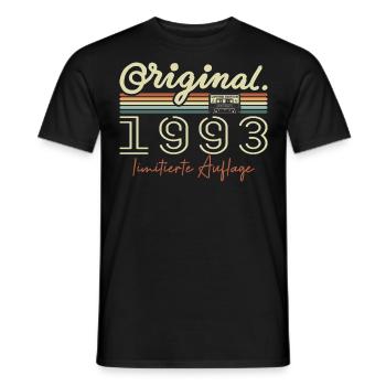 Original 1993 Vintage 1993 Birthday Retro 1993 - Men's T-Shirt - black - Front - AI Model Male 178 light (178cm)