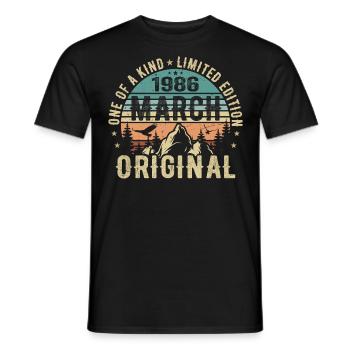 Légendaire depuis mars 1986 - anniversaire mars 1986 - T-shirt homme - noir - Devant - AI Model Male 178 light (178cm)