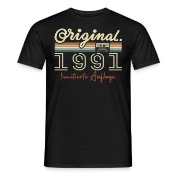 Original 1991 Vintage 1991 Geburtstag Retro 1991 - Männer T-Shirt - Schwarz - Vorne - AI Model Male 178 light (178cm)